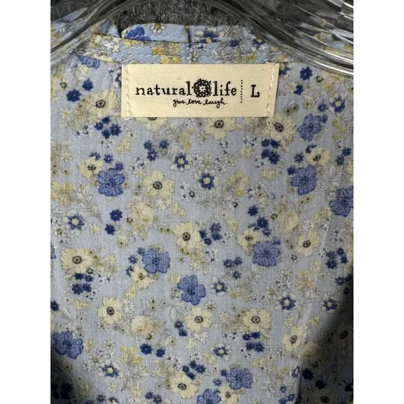 Natural Life Mini Wrap Dress Large Peasant Ditsy Floral Boho Summer Cottage - Picture 4 of 10